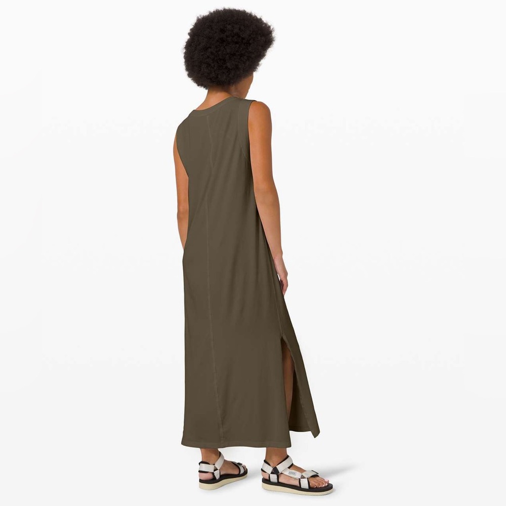 Lululemon Athletica Dark Olive Green All Yours Tank Maxi Dress size XS EUC - Picture 2 of 12